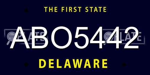 ABO5442 Delaware License Plate