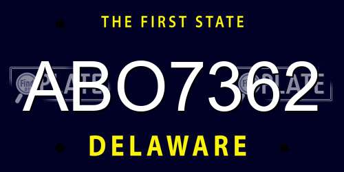 ABO7362 Delaware License Plate