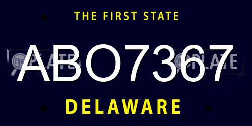 ABO7367 Delaware License Plate