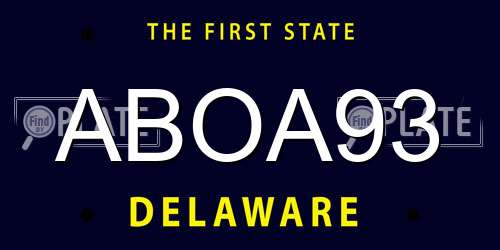 ABOA93 Delaware License Plate