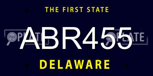 ABR455 Delaware License Plate