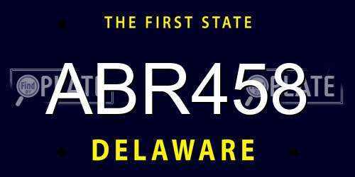 ABR458 Delaware License Plate