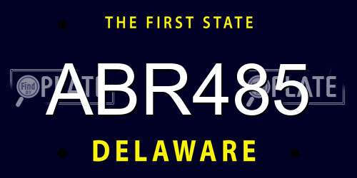 ABR485 Delaware License Plate