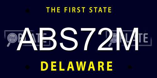ABS72M Delaware License Plate