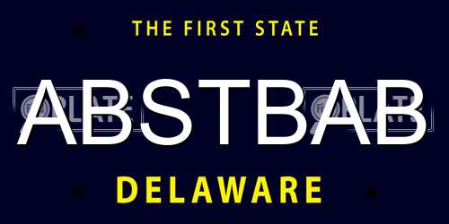 ABSTBAB Delaware License Plate