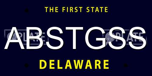 ABSTGSS Delaware License Plate