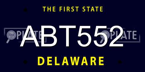 ABT552 Delaware License Plate