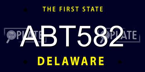 ABT582 Delaware License Plate