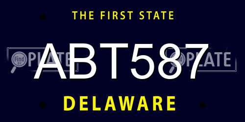 ABT587 Delaware License Plate