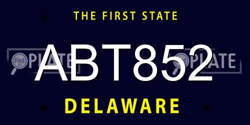 ABT852 Delaware License Plate