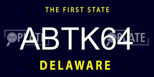 ABTK64 Delaware License Plate