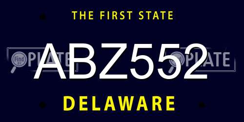 ABZ552 Delaware License Plate
