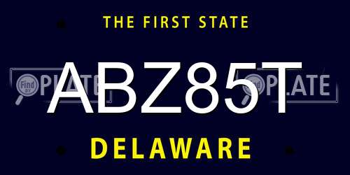 ABZ85T Delaware License Plate