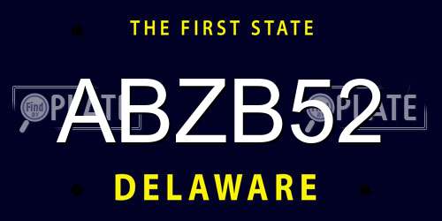 ABZB52 Delaware License Plate