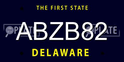 ABZB82 Delaware License Plate