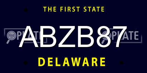 ABZB87 Delaware License Plate