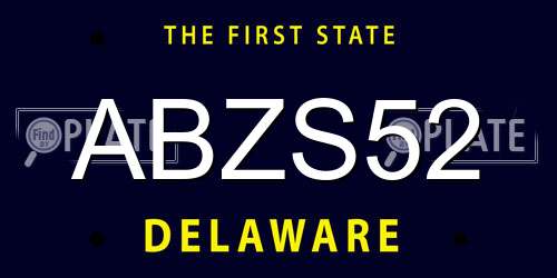 ABZS52 Delaware License Plate