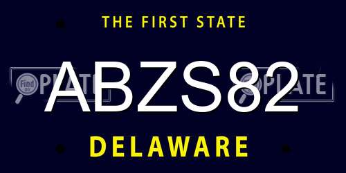 ABZS82 Delaware License Plate