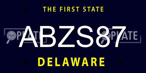 ABZS87 Delaware License Plate