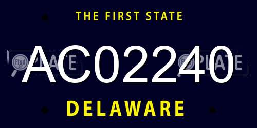AC02240 Delaware License Plate