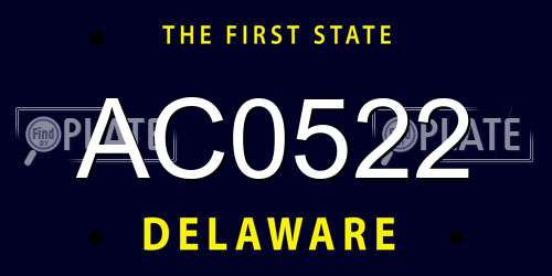 AC0522 Delaware License Plate