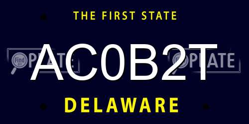 AC0B2T Delaware License Plate