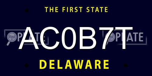 AC0B7T Delaware License Plate