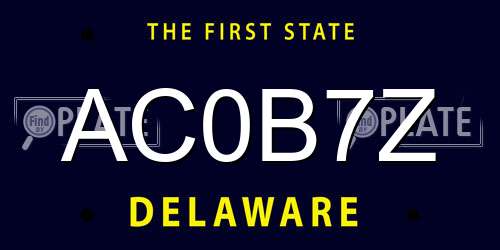 AC0B7Z Delaware License Plate