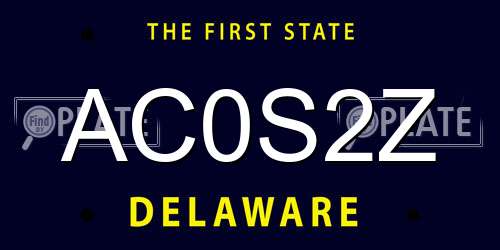 AC0S2Z Delaware License Plate
