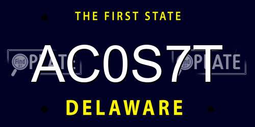 AC0S7T Delaware License Plate