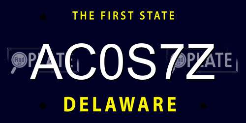 AC0S7Z Delaware License Plate