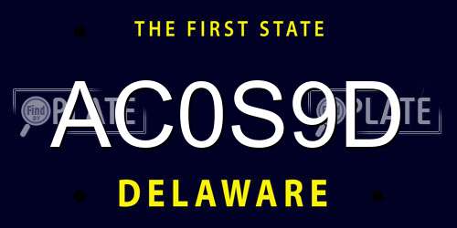 AC0S9D Delaware License Plate