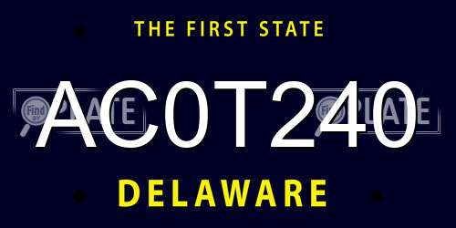 AC0T240 Delaware License Plate
