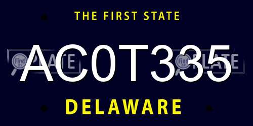 AC0T335 Delaware License Plate