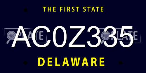 AC0Z335 Delaware License Plate