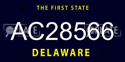 AC28566 Delaware License Plate