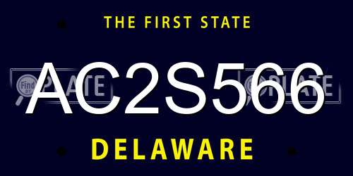AC2S566 Delaware License Plate