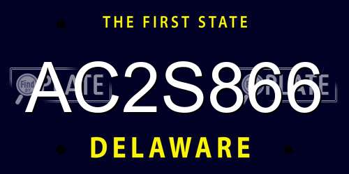 AC2S866 Delaware License Plate