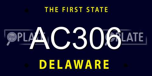 AC306 Delaware License Plate