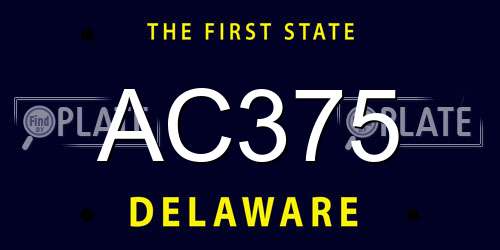AC375 Delaware License Plate