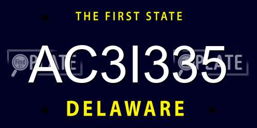 AC3I335 Delaware License Plate