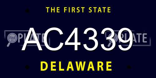 AC4339 Delaware License Plate