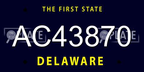 AC43870 Delaware License Plate