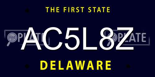 AC5L8Z Delaware License Plate