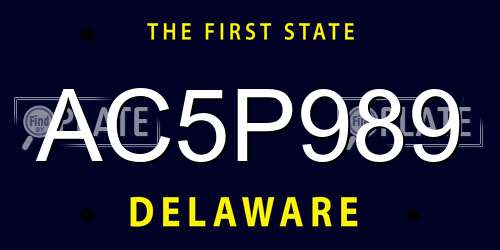AC5P989 Delaware License Plate