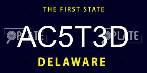 AC5T3D Delaware License Plate
