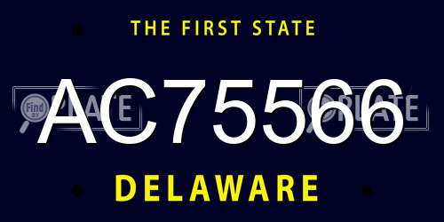 AC75566 Delaware License Plate