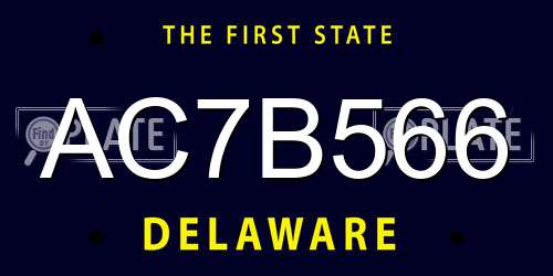 AC7B566 Delaware License Plate
