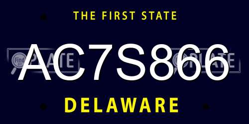 AC7S866 Delaware License Plate