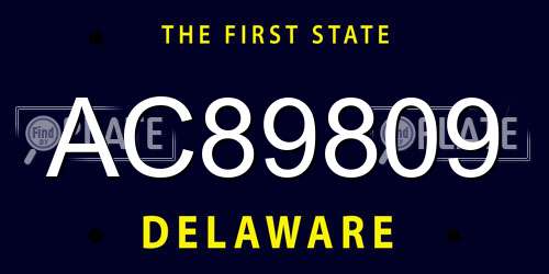 AC89809 Delaware License Plate